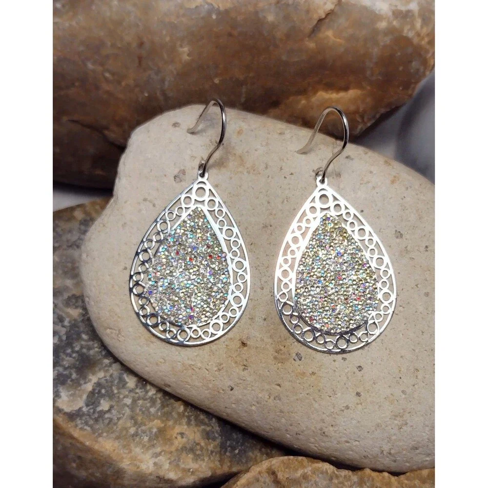 Sterling Silver 925 Sparkle Enamel Dangle Earrings